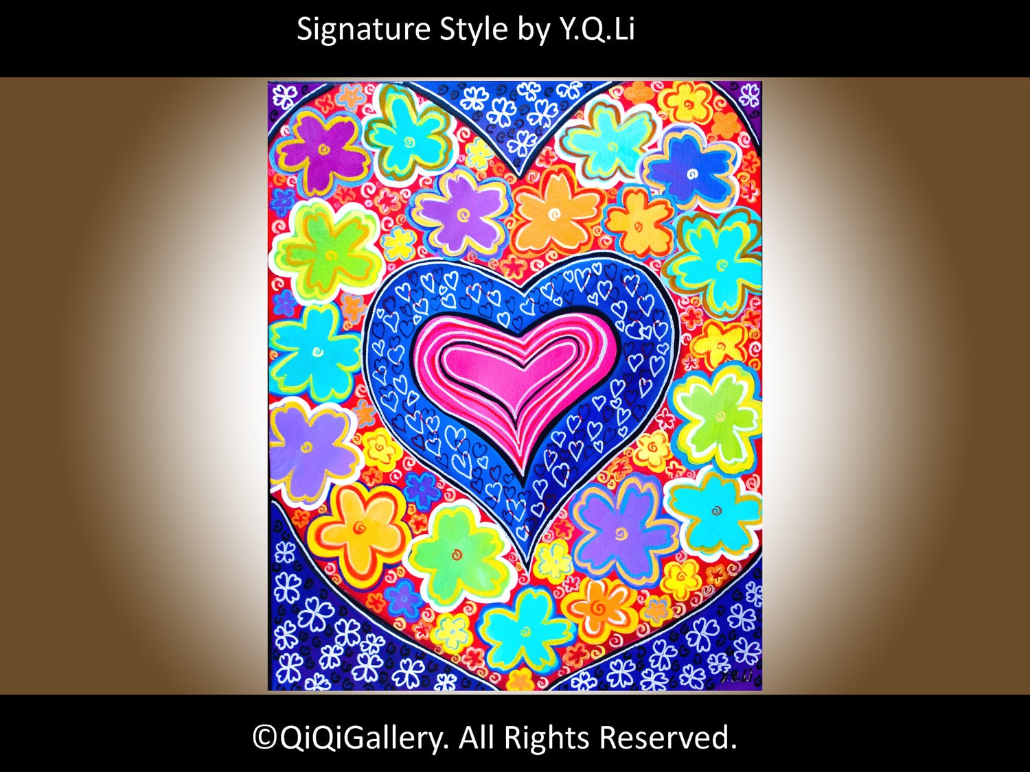 Contemporary Oil Painting Wall hanging Handmade Wall Decor "Love Confetti" by QIQIGALLERY