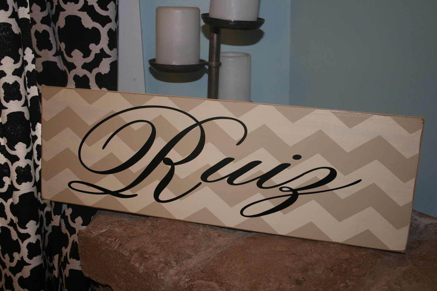 Custom Family Sign with Chevron Background
