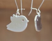 yeahhello. silver mini flying sparrow bird earring dangles