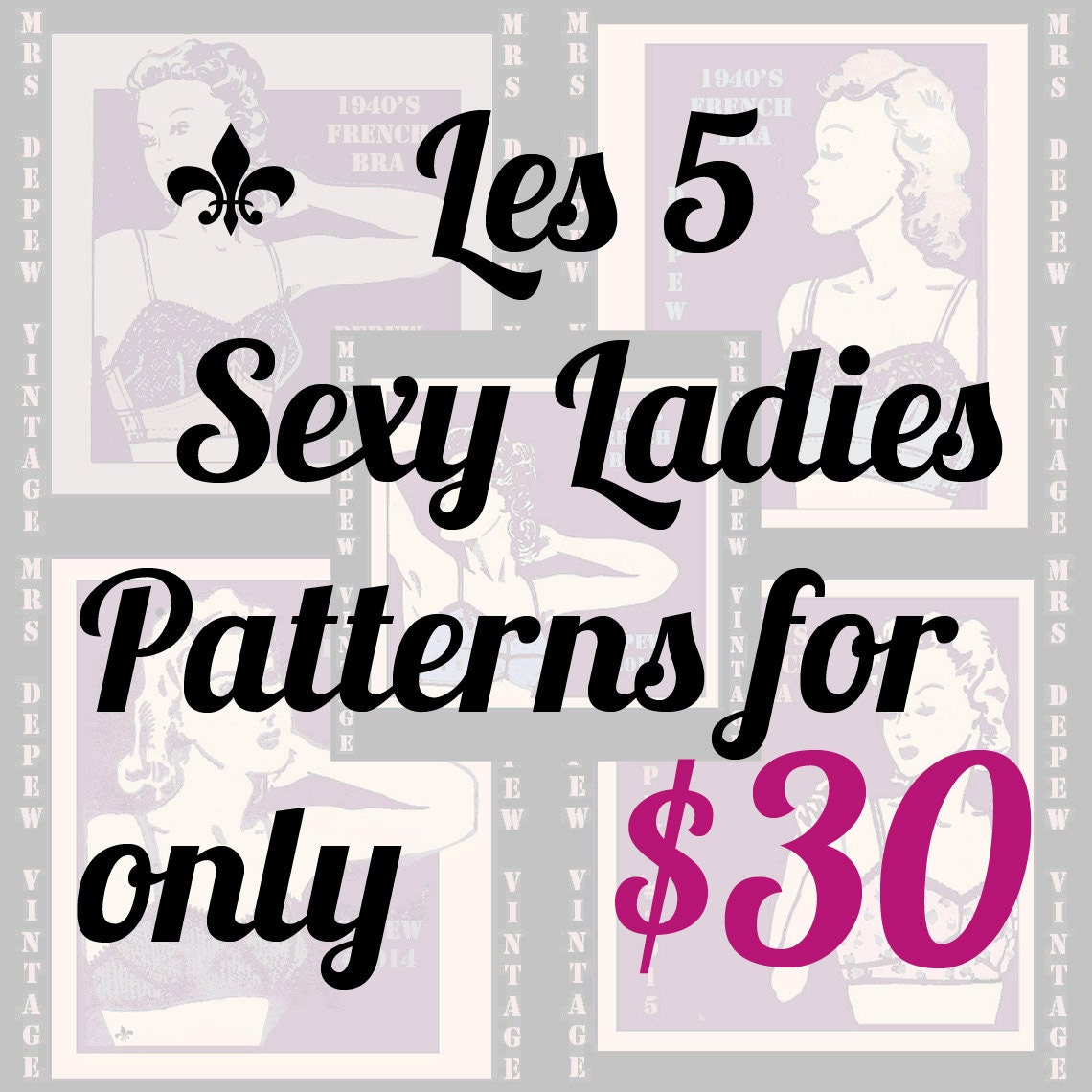 Vintage Sewing Pattern Deal 5 Sexy French Ladies Bra Patterns for only 30 Dollars -INSTANT DOWNLOAD-