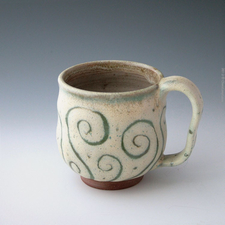 Rustic Satin Matte, Green Ferns Mug for tea, coffee or cocoa