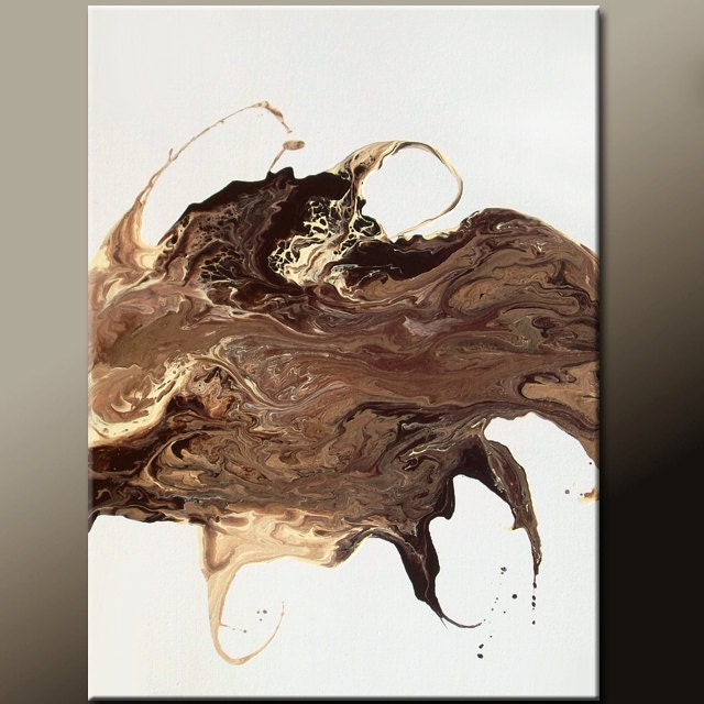 Abstract Canvas Art Painting Chocolate Brown 18x24 by wostudios