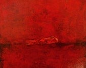 Abstract Acrylic Monochrome Red Painting 10x10 Original Contemporary Modern Wrapped Canvas Colorful
