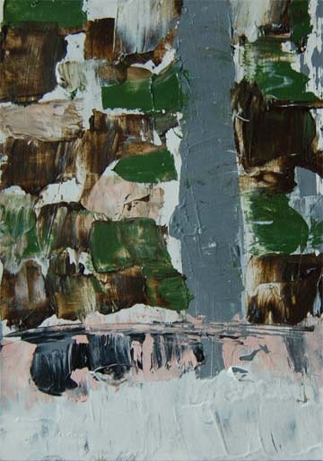 Abstract Painting Man's World Original Acrylic Art, Watercolor Paper, Cityscape, Black, White, Gray, Pink, Muted Colors
