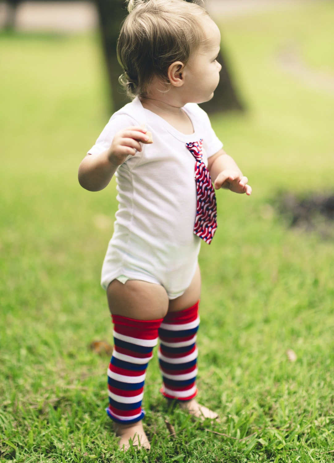 Boys red stripes blue stars 4th of July Tie 1sy Perfect for Baby Boy - Great for Babys Photos