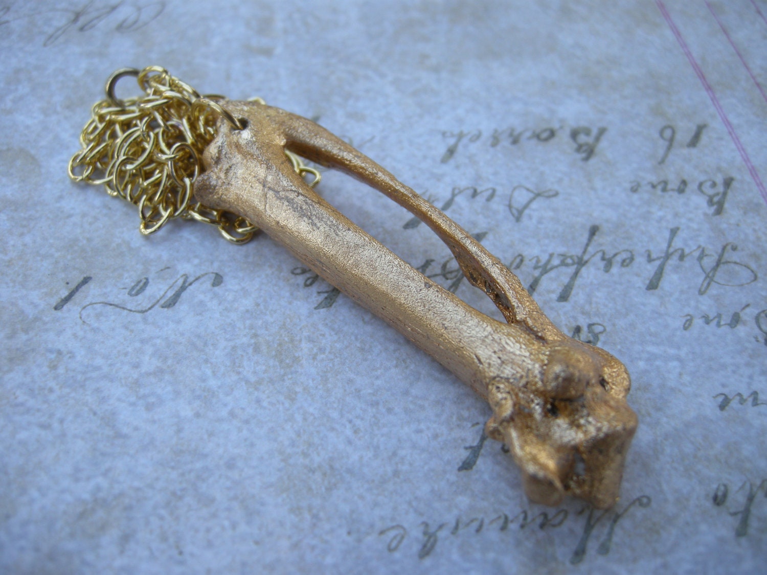 Gold Leaf  Real Bone Necklace
