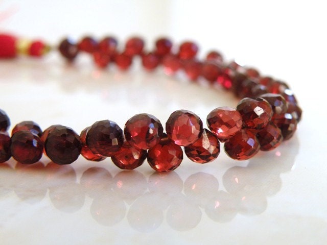 Mozambique Garnet Onion Briolette AAA Red Maroon Faceted Heart  5mm 1/3 Strand Wholesale