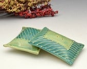 Salt and Pepper Shaker One of a kind Pillow shape Green Aqua turquoise by Charan Sachar