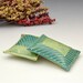 Salt and Pepper Shaker One of a kind Pillow shape Green Aqua turquoise by Charan Sachar