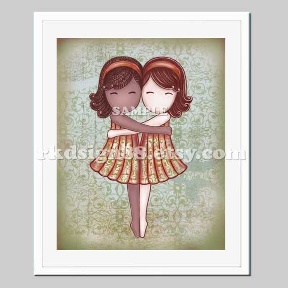 Adoption gift nursery art kids art girls room art baby girl nursery decor children room decor, African, blonde, My Lovely Best Friend 8 x 10