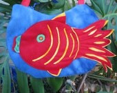 Bag Ocean Themed Sealife Fish  Sea Aqua  Novelty Bag Purse Inside pocket Woman Girl Gift Unique Blue Fleece Zippered