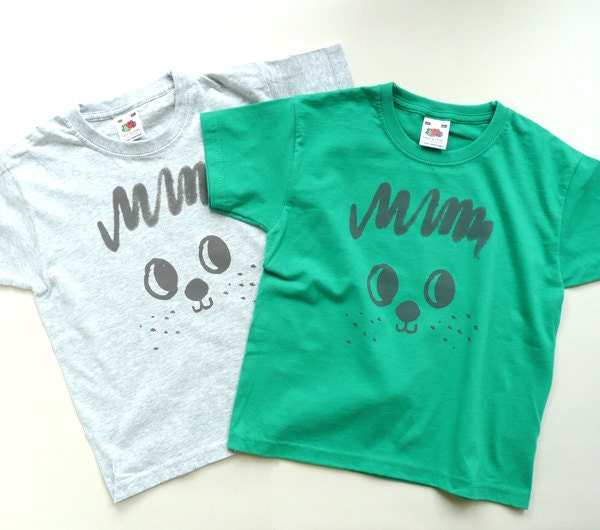 Hand printed Bear face - Kid's T-shirt