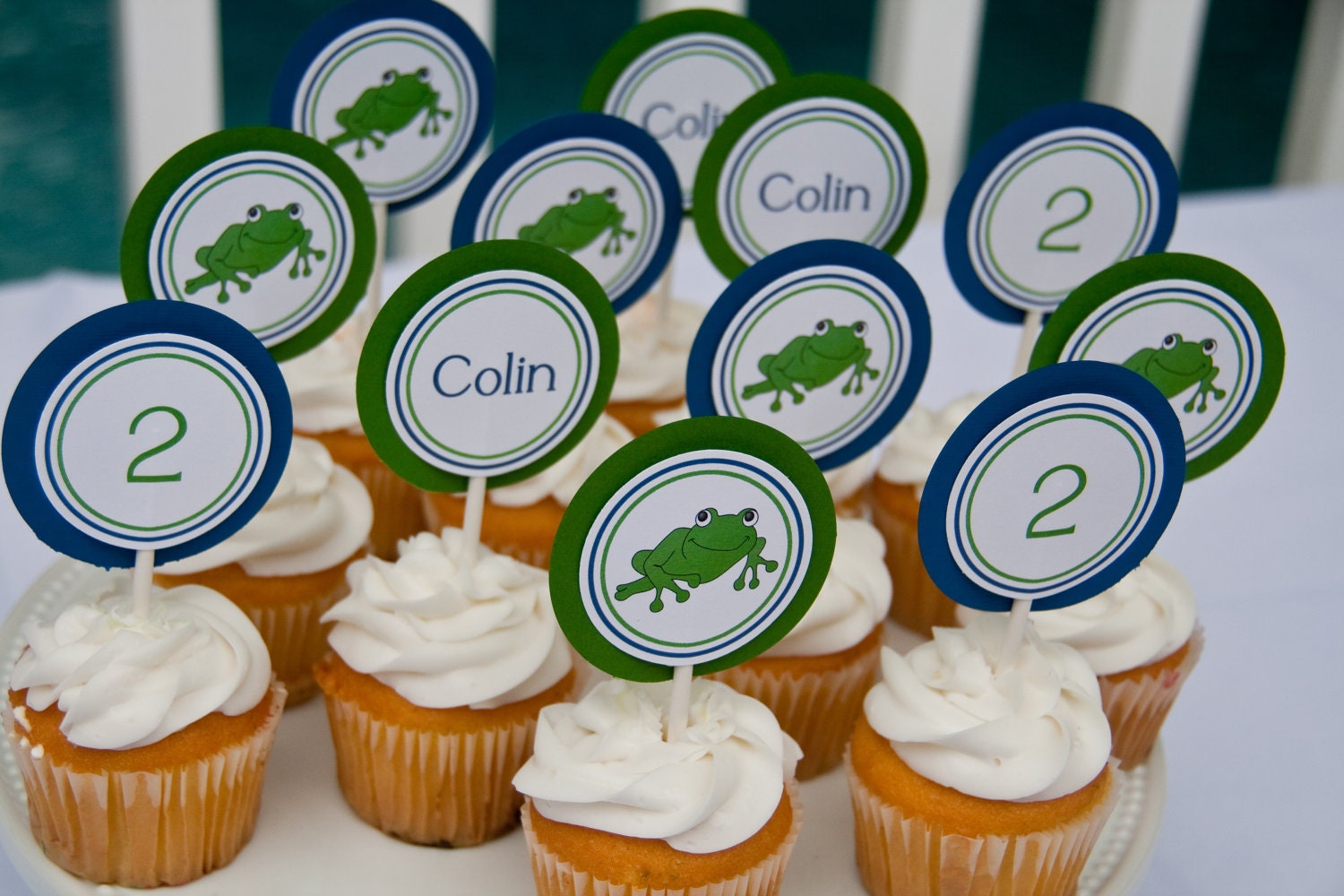 Frog Cupcake Toppers Boy Baby Shower Birthday Party Cupcake Toppers set of 12 by Belleza e Luce Il_170x135