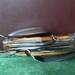 Antique Army Knife Swiss Style Survival Knife Eleven 11 Tools Stag Horn Insets with Leather Case