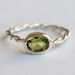 Oval Peridot Ring with Twist Band Sterling Silver Birthstone Peridot Jewelry