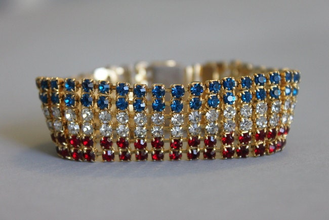 Vintage Rhinestone Bracelet / 50s Demi Parure / Vintage Ring Earrings Bracelet Set