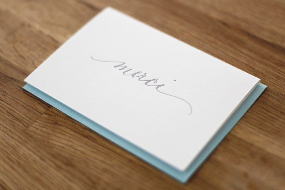 Letterpress Merci Card  (set of 4)