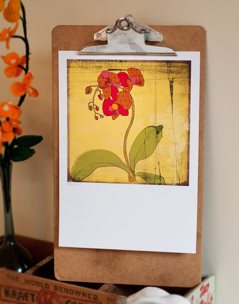 orchid illustration art print A4