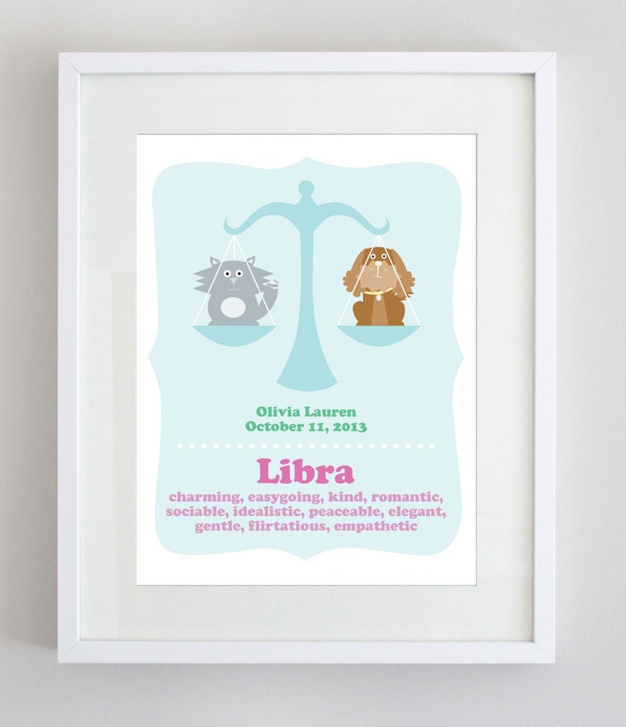 Custom Zodiac Birth Print in 8x10 - Libra Art Print