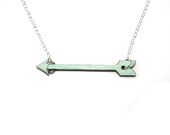 Mint Green Arrow Necklace, Painted Wood Arrow