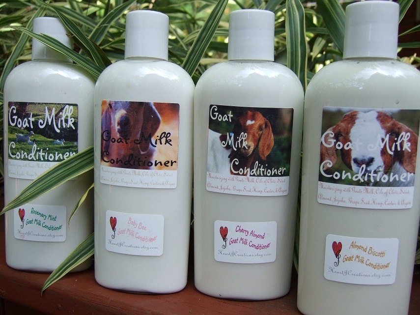 GOATS MILK CONDITIONER 8 oz Custom Scent with added Oils of Olive Jojoba Hemp Argan and Castor