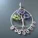 Personalized birthstoneTree of Life Pendant, peridot, iolie wire work under 30 USD  gift