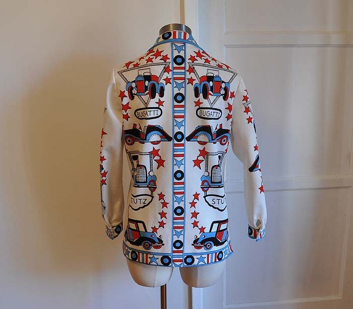 1970s blouse / Vintage 70's Car Novelty Print Shirt