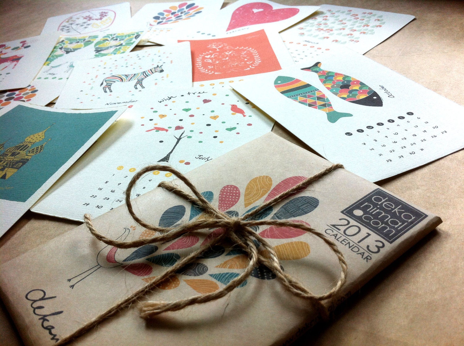 2013 Calendar Mini Gallery - Kraft - Christmas New Year Birthday Anniversay gift - Children Decor Kids Room