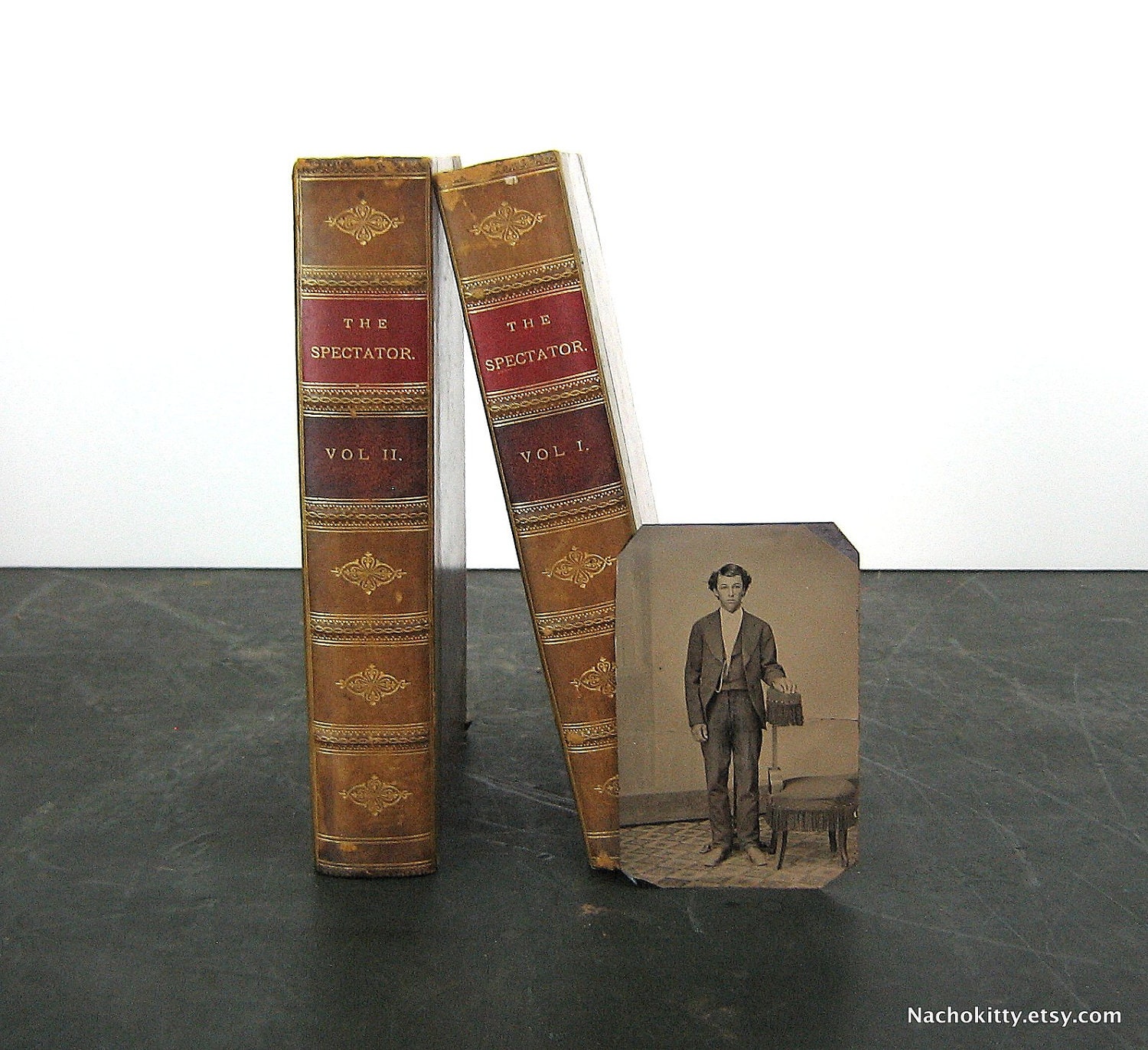 1880s The Spectator by Joseph Addison Leather Bound, Ridgely Estate Baltimore