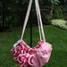 Small Gathered Floral Tote Hot Pink and White with Ladybug