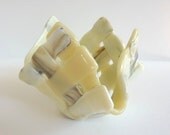 Glass Votive Candle Holder in French Vanilla and Brown