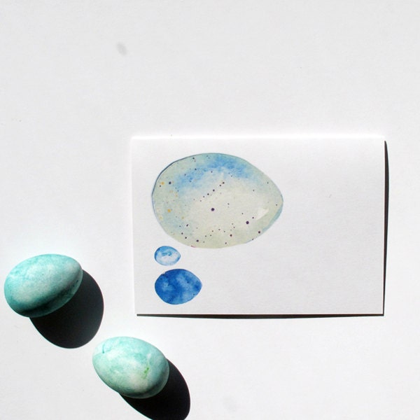 Three eggs - Watercolour, Pen and Ink Illustrated, blank A5, 100% recycled Card with Envelope.