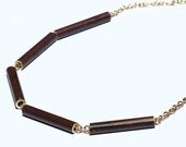 Brass Bar Necklace- Oxidized Brass Tube Modern Minimal Jewelry