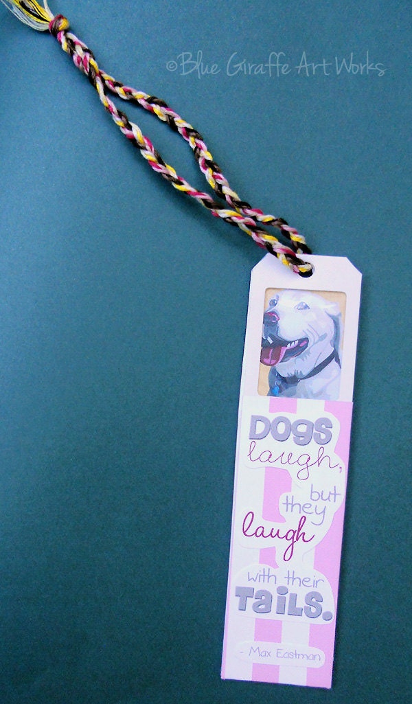 Handmade Bookmark featuring original portrait of a Yellow Lab and a Quote