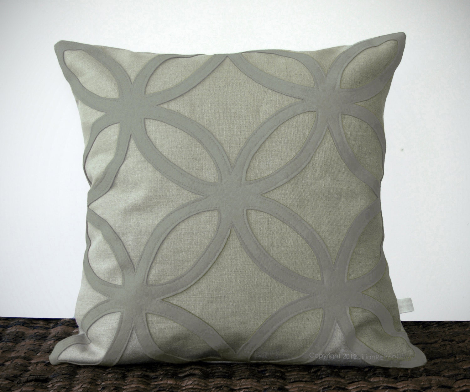 Neutral Taupe DECORATIVE PILLOW COVER - Geometric Felt Design by JillianReneDecor - Home Decor - Beige Natural Linen - Luxury Gift