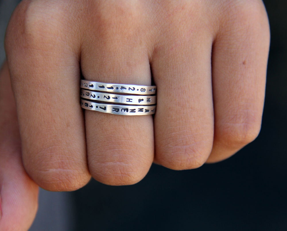 Personalized Sterling Silver Stamped Stacking Ring