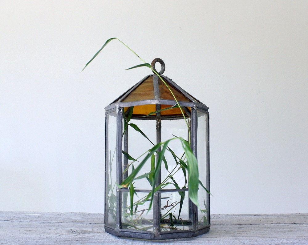 Vintage Handmade Glass Terrarium or Candle Holder