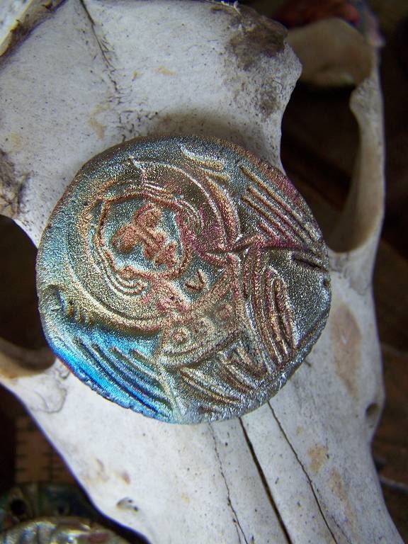 Byzantine Guardian Angel Raku Cabochon