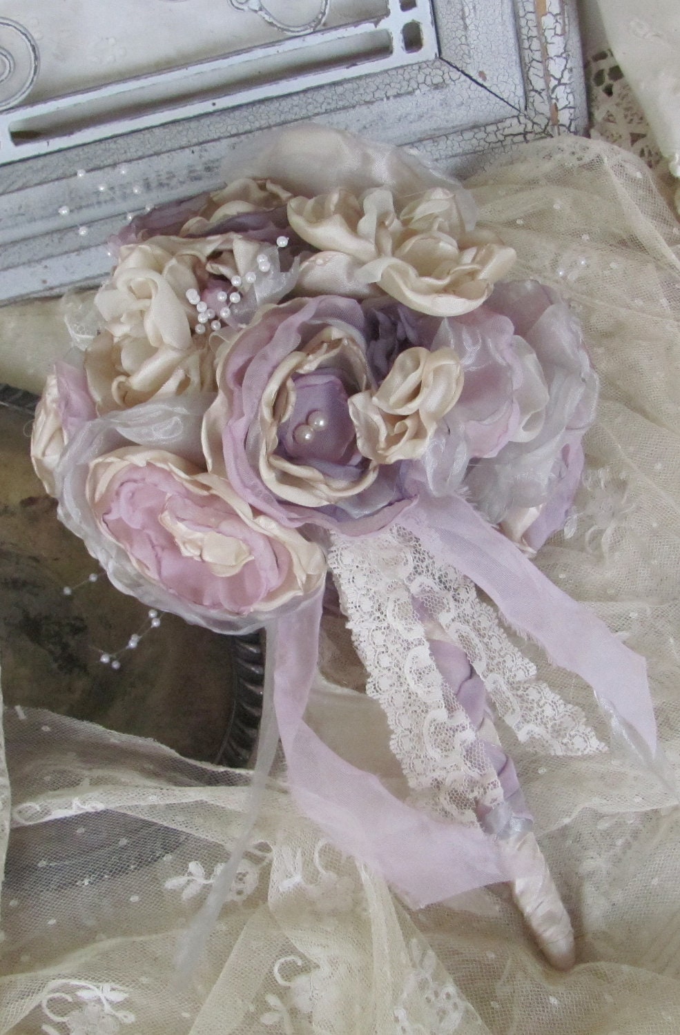 Bridal Fabric Flower Bouquet  Custom Order any color