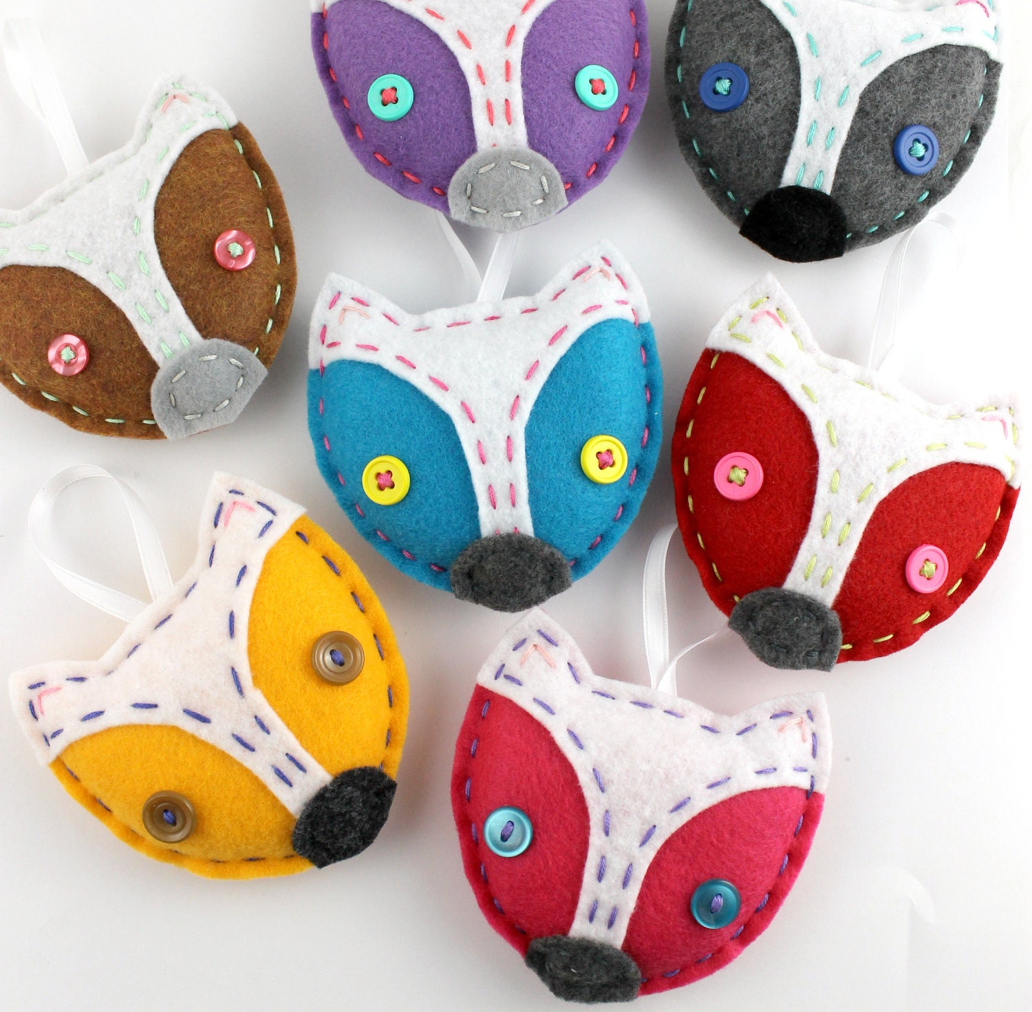 Wholesale Lot of 8 Eco Felt Fox Ornaments Felt Party Favors Eco Friendly