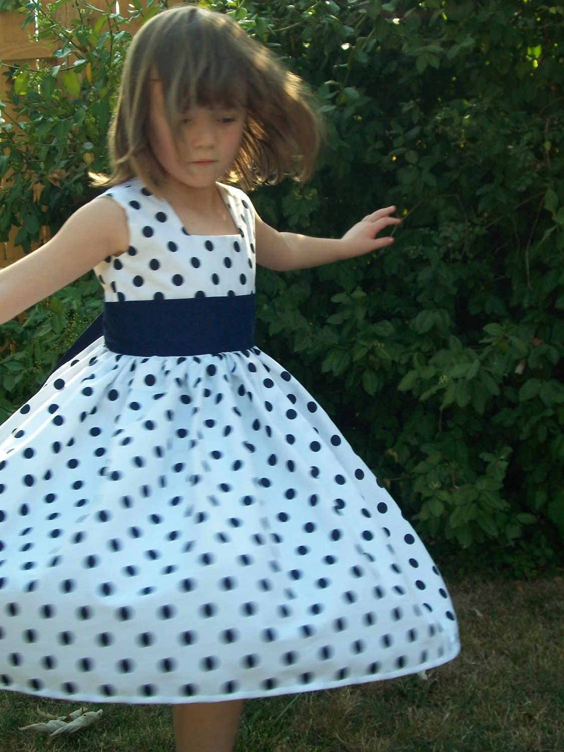 Classic Navy Polka Dot Dress