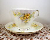 Vintage Teacup, Tea Cup, Cup and Saucer, Duchess Bone China, Laburnum, Made In England, Yellow Flowers (376-13)
