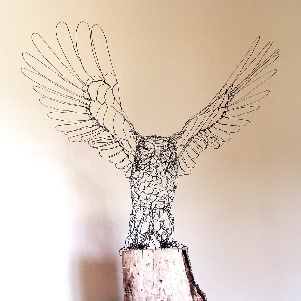 Great Horned Owl Wire Sculpture