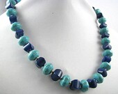 Turquoise and Cobalt Blue Necklace with Bracelet and Earrings