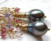 Tahitian Pearl Tassel earrings-Sea Nymph
