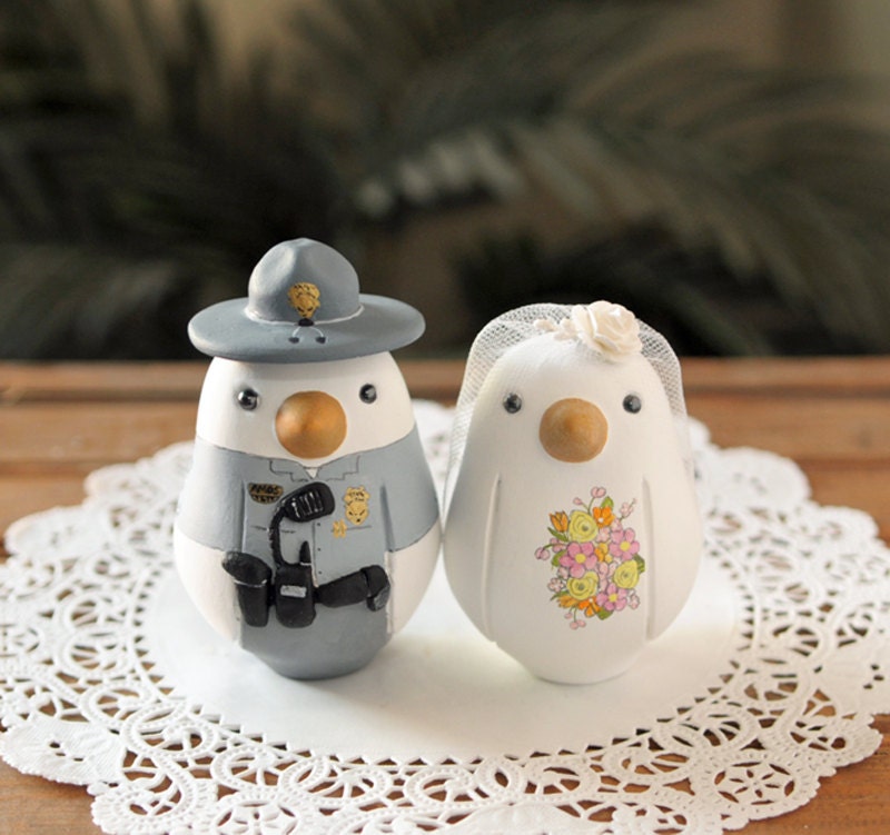 Law Enforcement Wedding Cake Topper - Love Birds - Medium