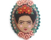 Frida Kahlo Cameo Brooch, Felt Cameo Brooch, Art Brooch, Wearable Art Jewelry