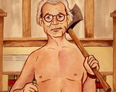 Bill Murray in Wes Anderson's "Moonrise Kingdom" watercolor - 5"x7" Postcard Print