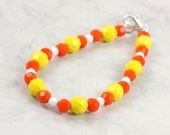 Yellow Orange White Halloween Jewelry Bracelet Candy Corn Sunshine Yellow Czech Glass Accessory