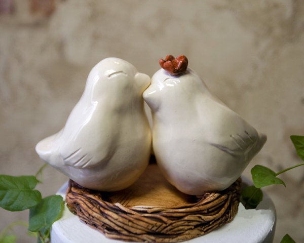 Ivory Love Bird Cake Topper